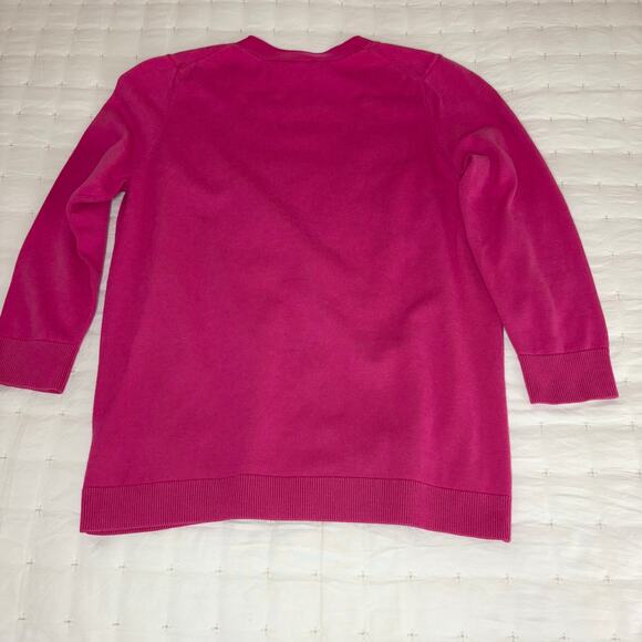 Talbots Knit Cardigan Sweater Women's M | Fuchsia Pink | 3/4 Sleeve Lightweight - Picture 4 of 11